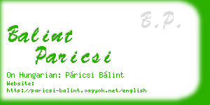 balint paricsi business card